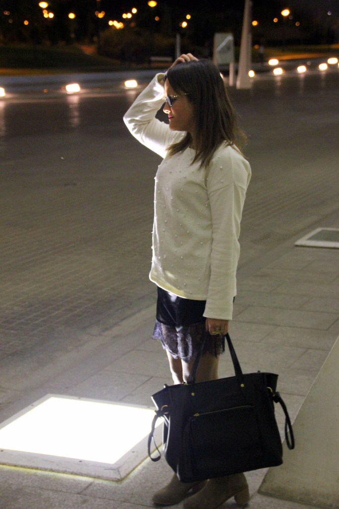 lace dress & sweatshirt