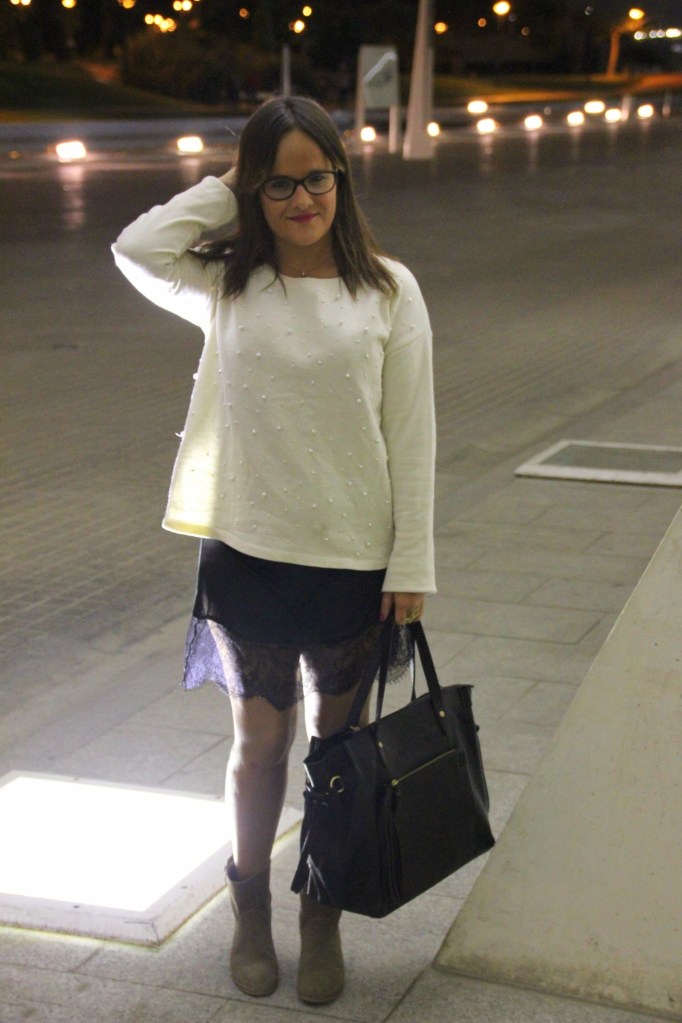 lace dress & sweatshirt