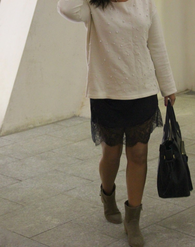 lace dress & sweatshirt