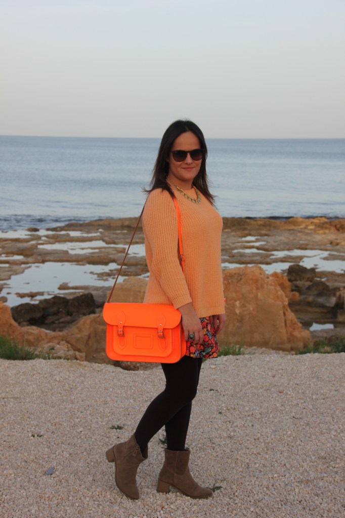 orange skirt flowers zara