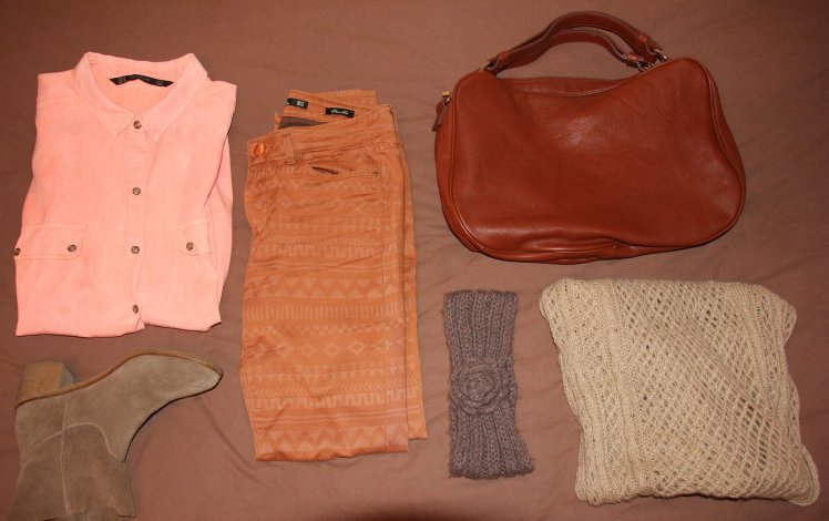 neon coral shirt ehtnic trousers