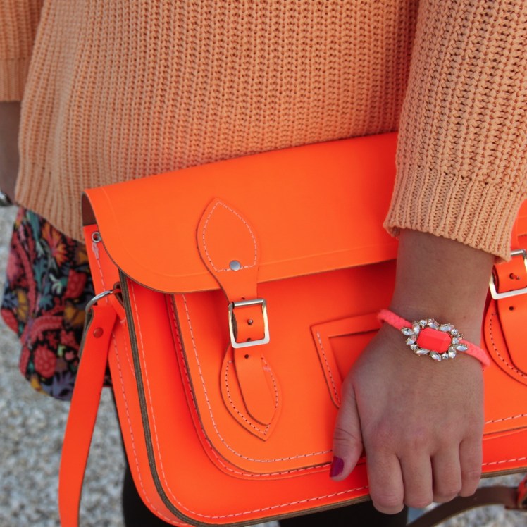 neon orange cambridge satchel bag