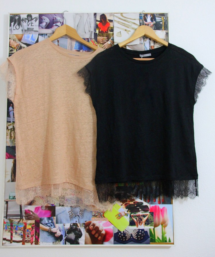 nude and black lace tshirts zara