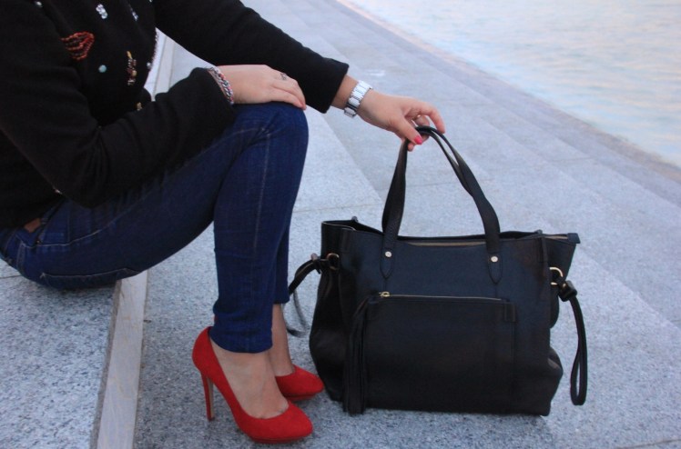 red heels chandelier sweatshirt