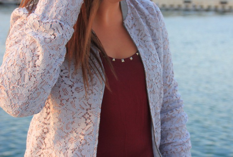 bomber pastel blue lace jacket