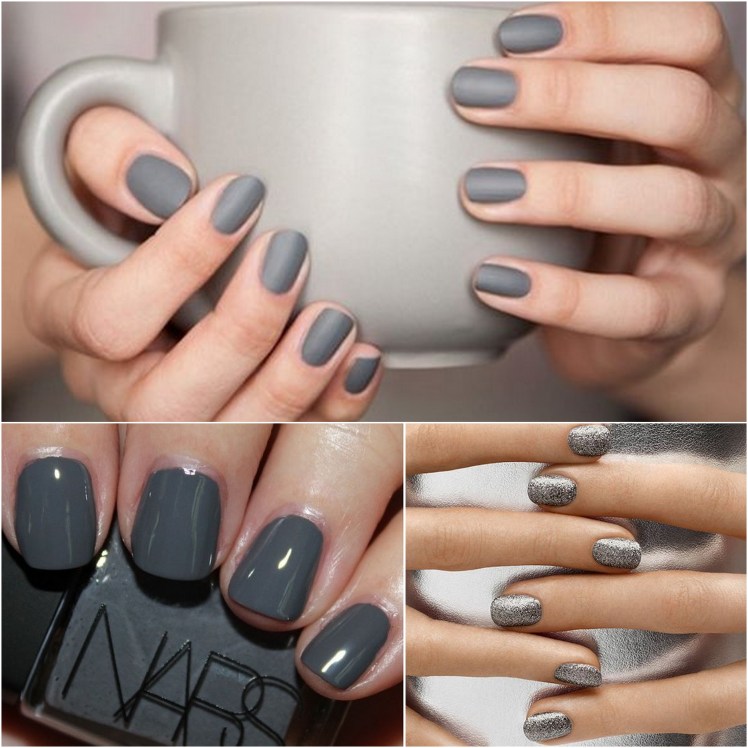 silver grey nails