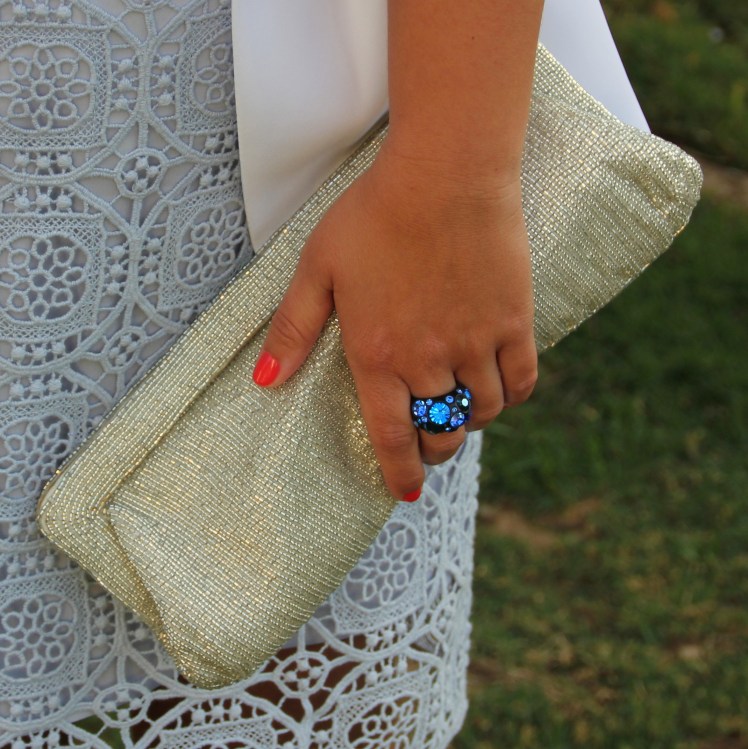 falda encaje azul americana blanca