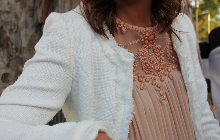 white tweed jacket