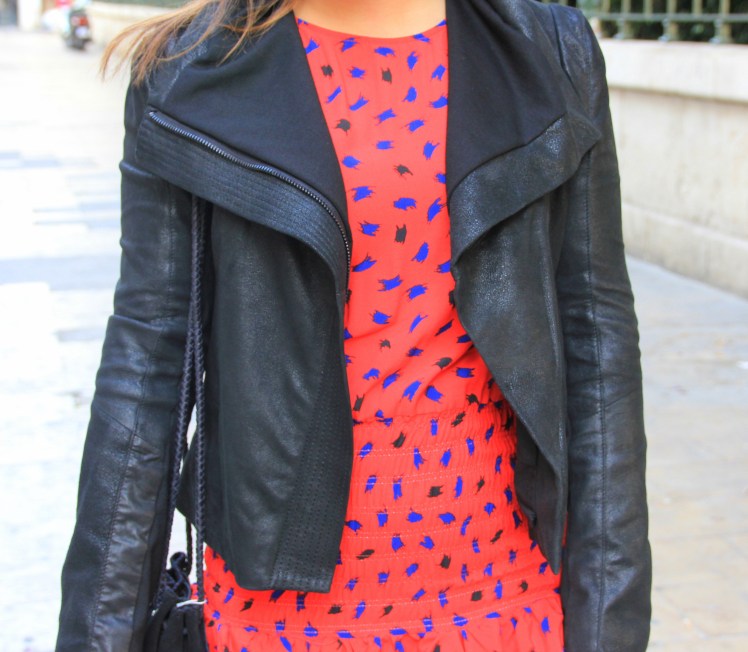 black leather jacket maje