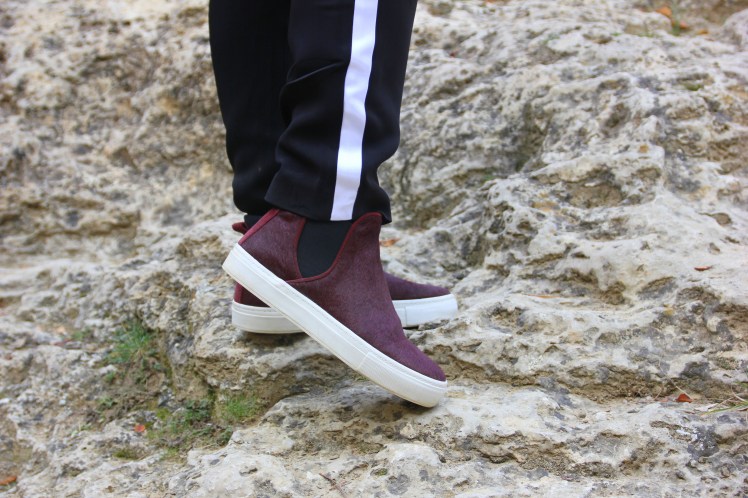 burgundy slip ons