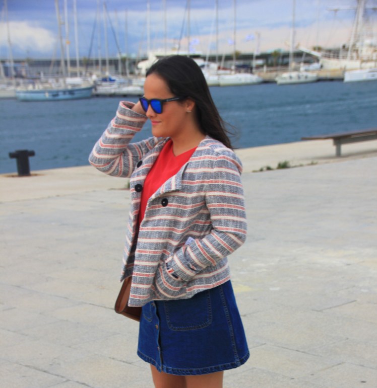chaqueta tweed marinera zara